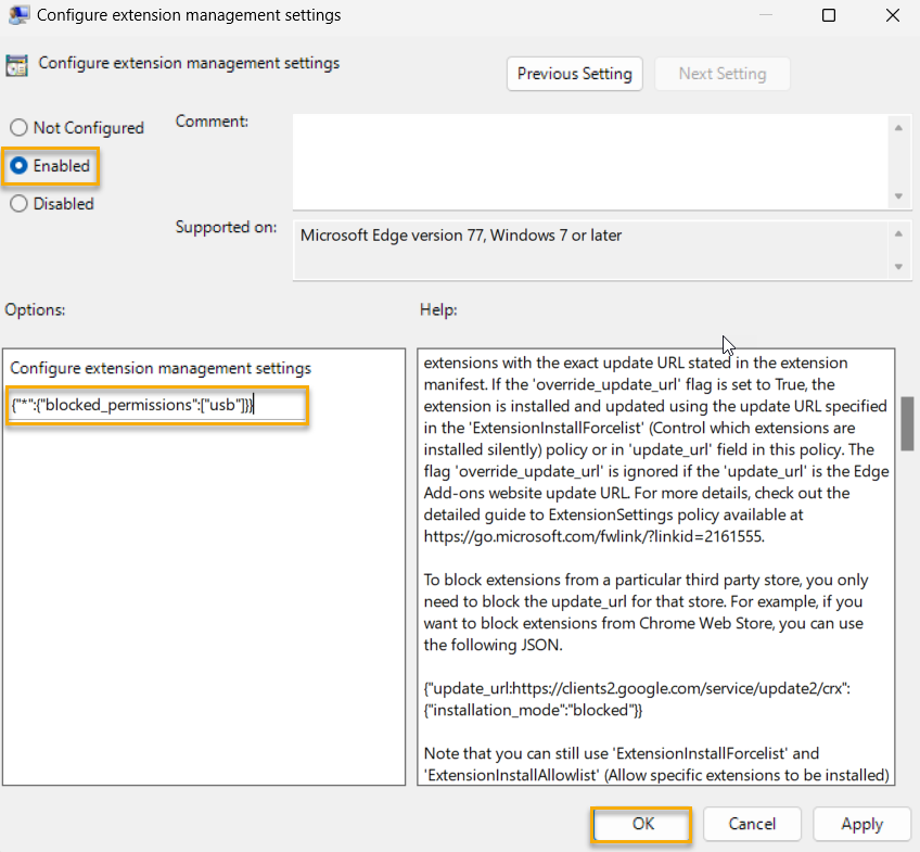 Extension Management Settings Misconfigured (CIS LEVEL 2 MS Edge)